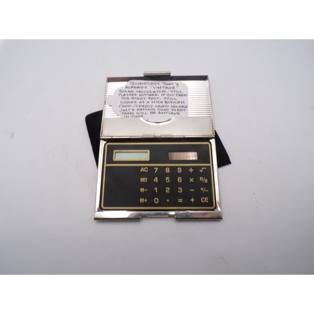Vintage Business Card‎ Holder Calculator Novelty Solar Technology, weak LED